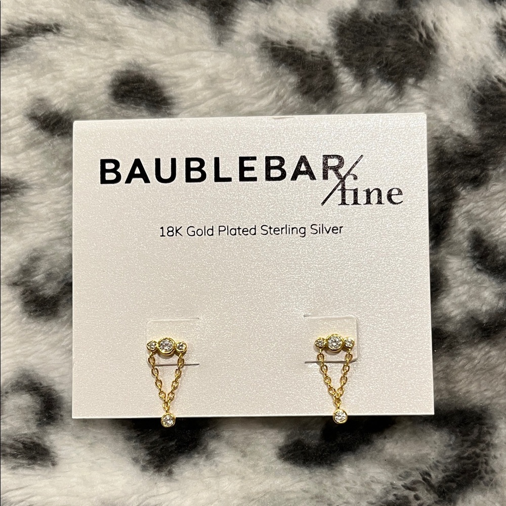 NEW!! BaubleBar Trinity Fine 18K Gold Plated Earrings with Silver Accents